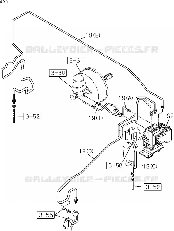 3-50 - Tuyau de frein - Huile, maître cylindre<br />[350A]4 WHEEL ANTI LOCK BRAKE(NO.2) Isuzu PICK UP 2004-2011 DMAX SPACE CAB 4X2 LONG 3.0L 4JJ1-TCX (LS0)