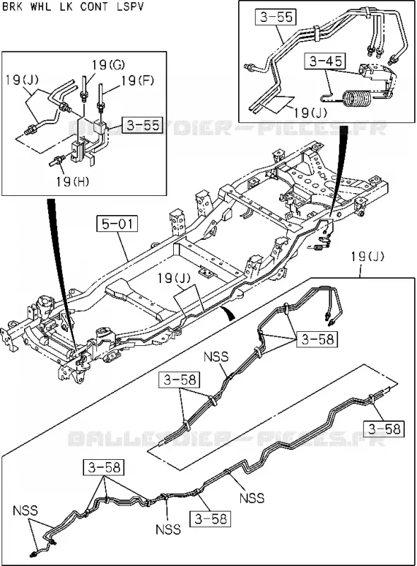3-50 - Tuyau de frein - Huile, maître cylindre<br />[350A]EXC.4 WHEEL ANTI LOCK BRAKE(NO.3) Isuzu PICK UP 2004-2011 DMAX SPACE CAB 4X2 LONG 3.0L 4JJ1-TCX (LS0)