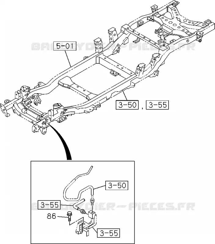 3-52 - Tuyau de frein - Huile, avant<br />[352A]NO.3 Isuzu PICK UP 2004-2011 DMAX SPACE CAB 4X2 LONG 3.0L 4JJ1-TCX (LS0)