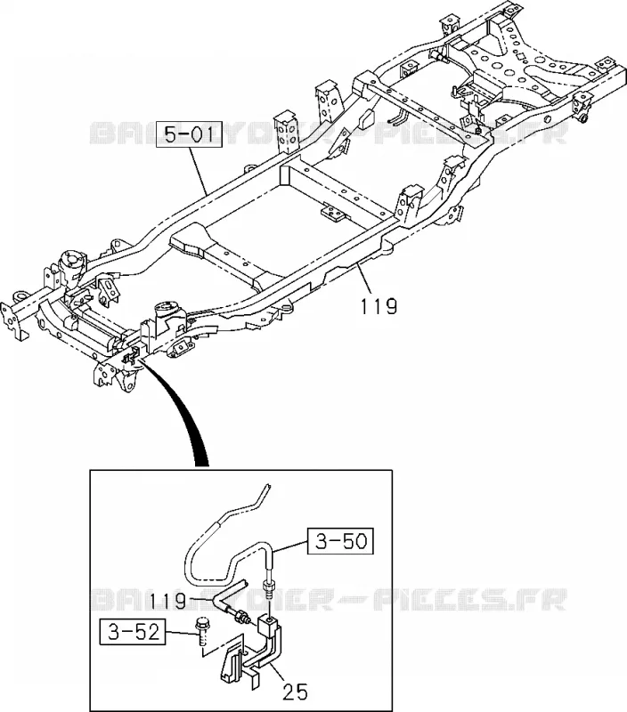 3-55 - Tuyau de frein - Huile, arrière<br />[355A]EXC.BRK WHL LK CONT LSPV(NO.1) Isuzu PICK UP 2004-2011 DMAX SPACE CAB 4X2 LONG 3.0L 4JJ1-TCX (LS0)