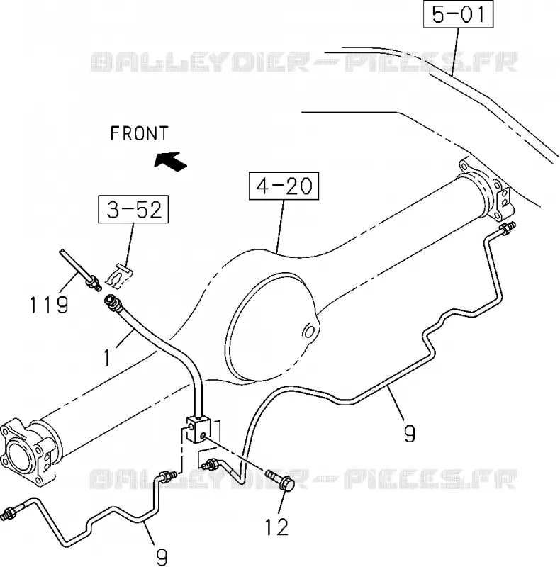 3-55 - Tuyau de frein - Huile, arrière<br />[355A]EXC.BRK WHL LK CONT LSPV(NO.2) Isuzu PICK UP 2004-2011 DMAX SPACE CAB 4X2 LONG 3.0L 4JJ1-TCX (LS0)