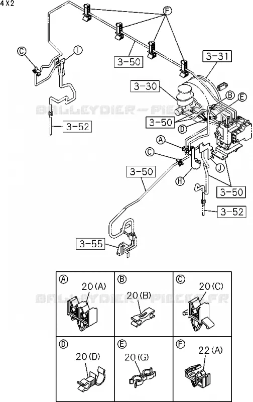 3-58 - Pièces de fixation - Tuyau de frein<br />[358A]4 WHEEL ANTI LOCK BRAKE(NO.1);CLIP Isuzu PICK UP 2004-2011 DMAX SPACE CAB 4X2 LONG 3.0L 4JJ1-TCX (LS0)