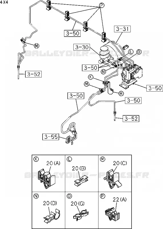 3-58 - Pièces de fixation - Tuyau de frein<br />[358A]4 WHEEL ANTI LOCK BRAKE(NO.2);CLIP Isuzu PICK UP 2004-2011 DMAX SPACE CAB 4X2 LONG 3.0L 4JJ1-TCX (LS0)