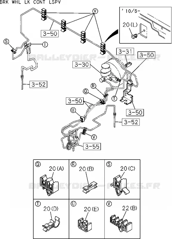 3-58 - Pièces de fixation - Tuyau de frein<br />[358A]EXC.4 WHEEL ANTI LOCK BRAKE(NO.1);CLIP Isuzu PICK UP 2004-2011 DMAX SPACE CAB 4X2 LONG 3.0L 4JJ1-TCX (LS0)