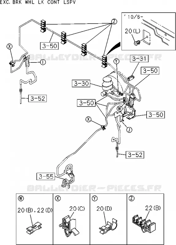 3-58 - Pièces de fixation - Tuyau de frein<br />[358A]EXC.4 WHEEL ANTI LOCK BRAKE(NO.2);CLIP Isuzu PICK UP 2004-2011 DMAX SPACE CAB 4X2 LONG 3.0L 4JJ1-TCX (LS0)