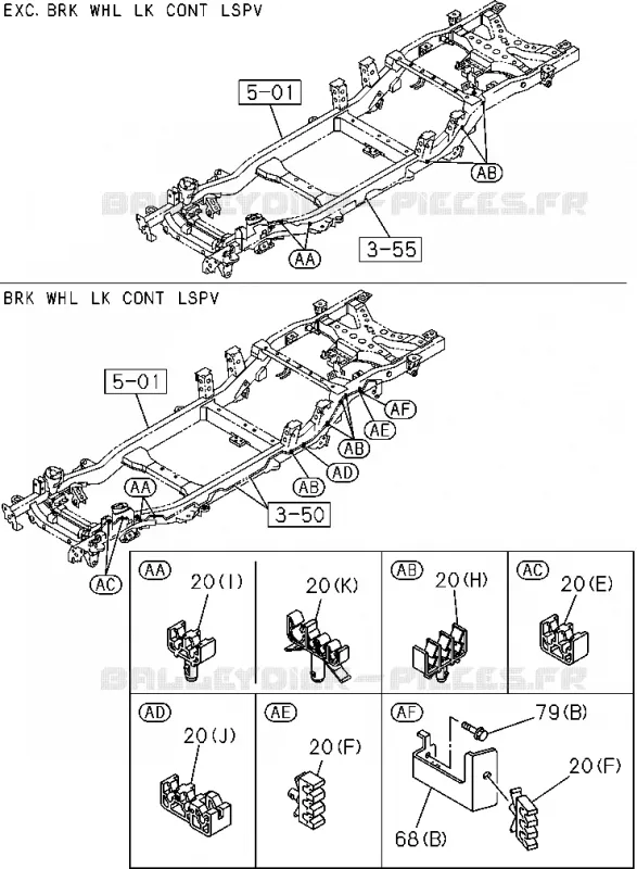 3-58 - Pièces de fixation - Tuyau de frein<br />[358A]FRAME SIDE Isuzu PICK UP 2004-2011 DMAX SPACE CAB 4X2 LONG 3.0L 4JJ1-TCX (LS0)