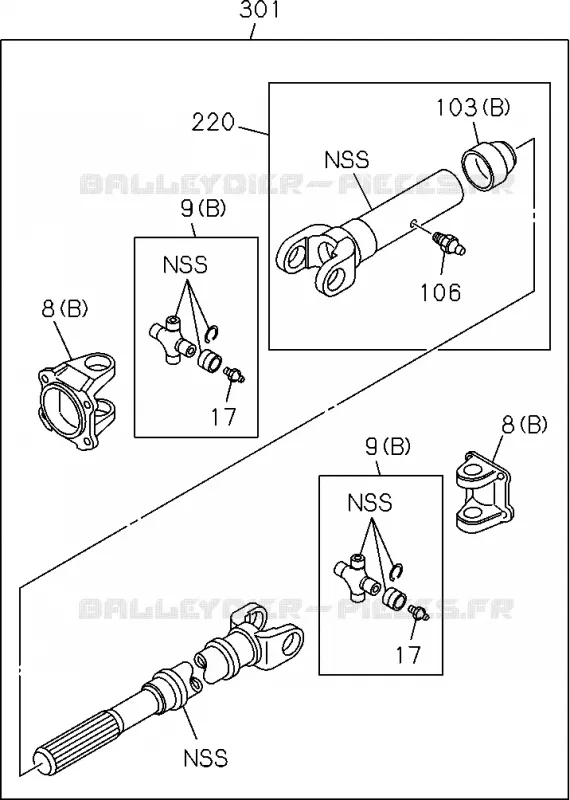 4-01 - Arbre de transmission<br />[401A]COMPONENT;FRONT Isuzu PICK UP 2004-2011 DMAX SPACE CAB 4X2 LONG 3.0L 4JJ1-TCX (LS0)