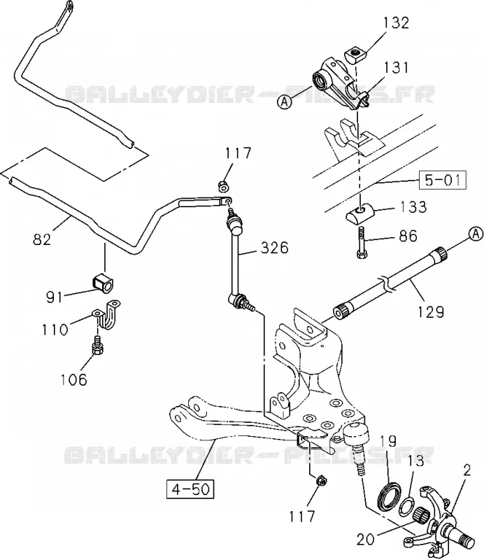 4-10 - Essieu avant<br />[410A]4X2 HIGH RIDE SUSPENSION,4X4 Isuzu PICK UP 2004-2011 DMAX SPACE CAB 4X2 LONG 3.0L 4JJ1-TCX (LS0)