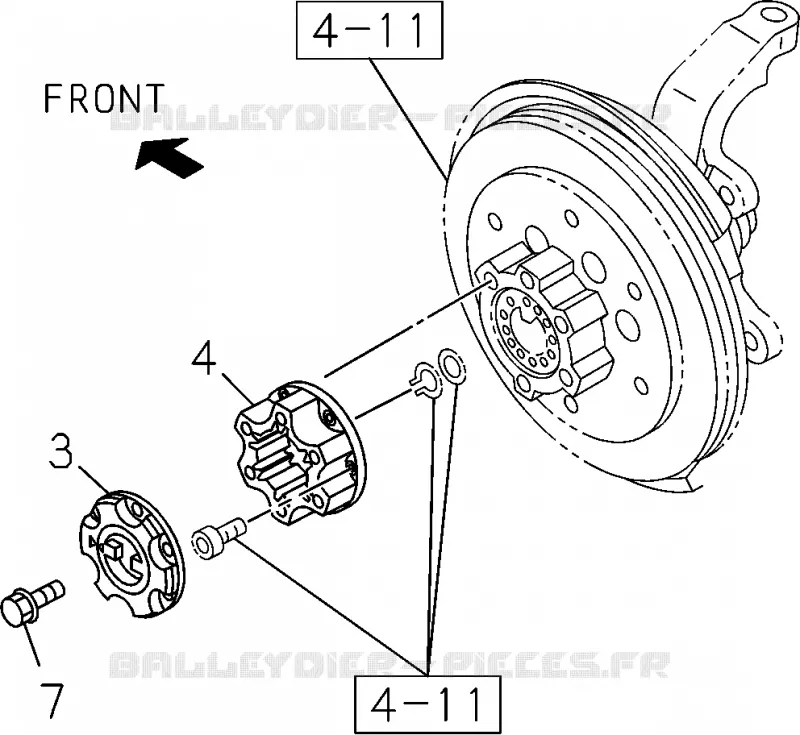 4-16 - Moyeu avant libre<br />[416A] Isuzu PICK UP 2004-2011 DMAX AUTOMATIQUE AISIN RMD 3.0L 4JH1-TC (RDM)