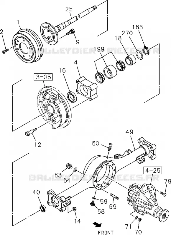4-20 - CARTER DE Pont avant ET ARBRE<br />[420A] Isuzu PICK UP 2004-2011 DMAX AUTOMATIQUE AISIN RMD 3.0L 4JH1-TC (RDM)