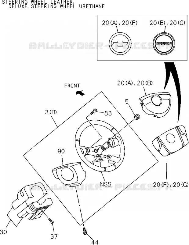 4-30 - Cache et volant de direction<br />[430A]EXC.AIR BAG(NO.1) Isuzu PICK UP 2004-2011 DMAX SPACE CAB 4X2 LONG 3.0L 4JJ1-TCX (LS0)