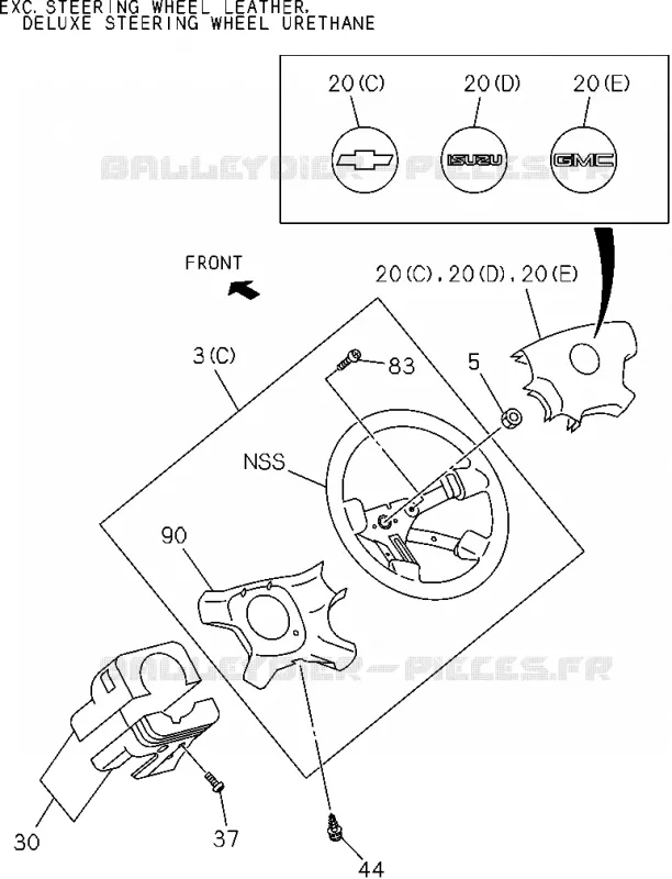 4-30 - Cache et volant de direction<br />[430A]EXC.AIR BAG(NO.2) Isuzu PICK UP 2004-2011 DMAX SPACE CAB 4X2 LONG 3.0L 4JJ1-TCX (LS0)