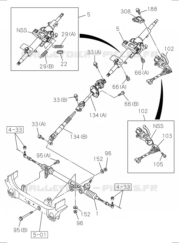 4-31 - Colonne et arbre de direction<br />[431A]EXC.POWER STEERING Isuzu PICK UP 2004-2011 DMAX SPACE CAB 4X2 LONG 3.0L 4JJ1-TCX (LS0)