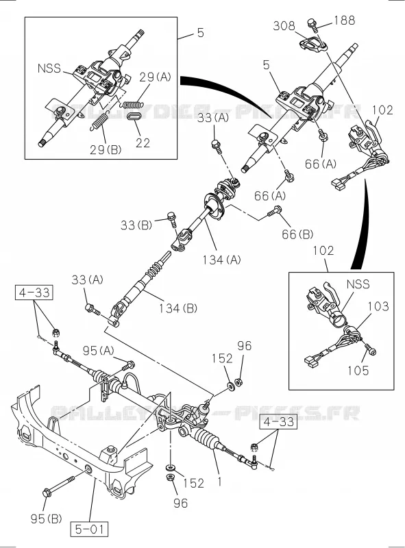 4-31 - Colonne et arbre de direction<br />[431A]POWER STEERING Isuzu PICK UP 2004-2011 DMAX SPACE CAB 4X2 LONG 3.0L 4JJ1-TCX (LS0)