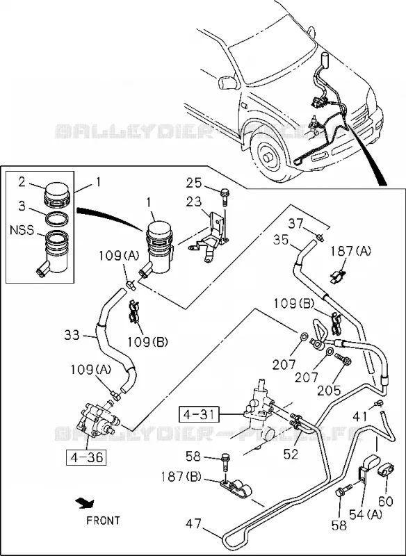 4-35 - Commande de direction assistée - Côté châssis<br />[435A]6VE1 Isuzu PICK UP 2004-2011 DMAX AUTOMATIQUE AISIN RMD 3.0L 4JH1-TC (RDM)