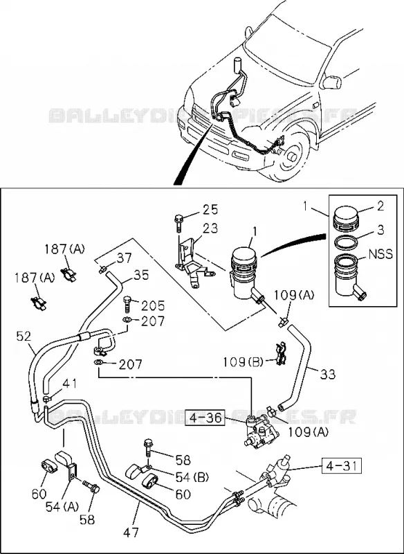 4-35 - Commande de direction assistée - Côté châssis<br />[435A]C24SE Isuzu PICK UP 2004-2011 DMAX AUTOMATIQUE AISIN RMD 3.0L 4JH1-TC (RDM)