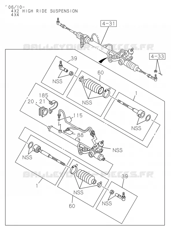 4-40 - Unité de direction<br />[440A]POWER STEERING(NO.2) Isuzu PICK UP 2004-2011 DMAX SPACE CAB 4X2 LONG 3.0L 4JJ1-TCX (LS0)