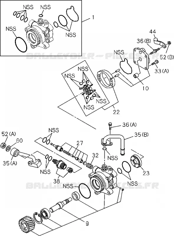 4-42A - Pompe à huile de direction assistée -'07/11<br />[442A]4JJ1 Isuzu PICK UP 2004-2011 DMAX AUTOMATIQUE AISIN RMD 3.0L 4JH1-TC (RDM)