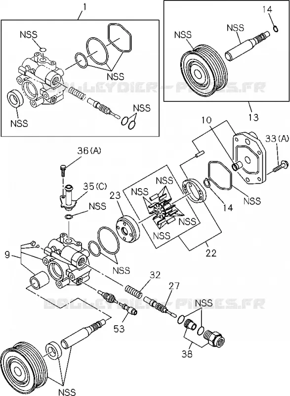 4-42B - Pompe à huile de direction assistée '07/12-<br />[442B]6VE1 Isuzu PICK UP 2004-2011 DMAX SPACE CAB 4X2 LONG 3.0L 4JJ1-TCX (LS0)