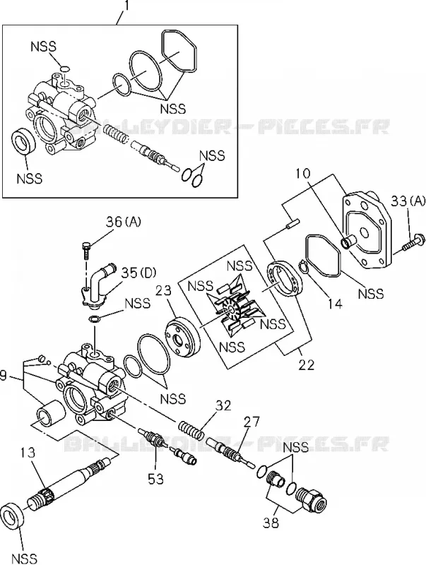 4-42B - Pompe à huile de direction assistée '07/12-<br />[442B]C24SE Isuzu PICK UP 2004-2011 DMAX AUTOMATIQUE AISIN RMD 3.0L 4JH1-TC (RDM)