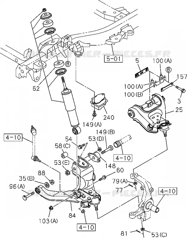 4-50 - Suspension avant<br />[450A]4X2 HIGH RIDE SUSPENSION,4X4(NO.1) Isuzu PICK UP 2004-2011 DMAX SPACE CAB 4X2 LONG 3.0L 4JJ1-TCX (LS0)