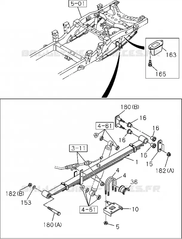 4-60 - Suspension arrière<br />[460A] Isuzu PICK UP 2004-2011 DMAX SPACE CAB 4X2 LONG 3.0L 4JJ1-TCX (LS0)