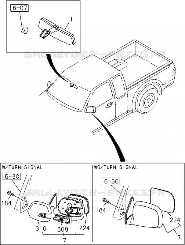 7-20 - Rétroviseur et support rétroviseur<br />[720A] Isuzu PICK UP 2004-2011 DMAX SPACE CAB 4X2 LONG 3.0L 4JJ1-TCX (LS0)