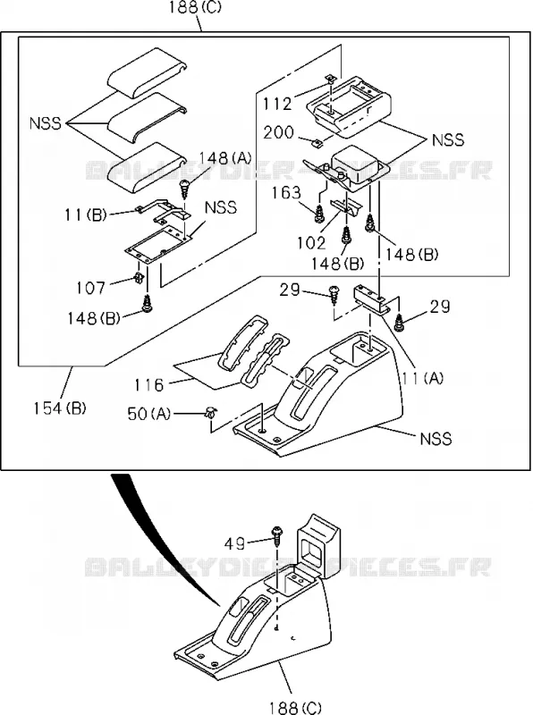 7-45 - Boîte à gants<br />[745A]REAR CONSOLE;GRADE LT(NO.2) Isuzu PICK UP 2004-2011 DMAX SPACE CAB 4X2 LONG 3.0L 4JJ1-TCX (LS0)