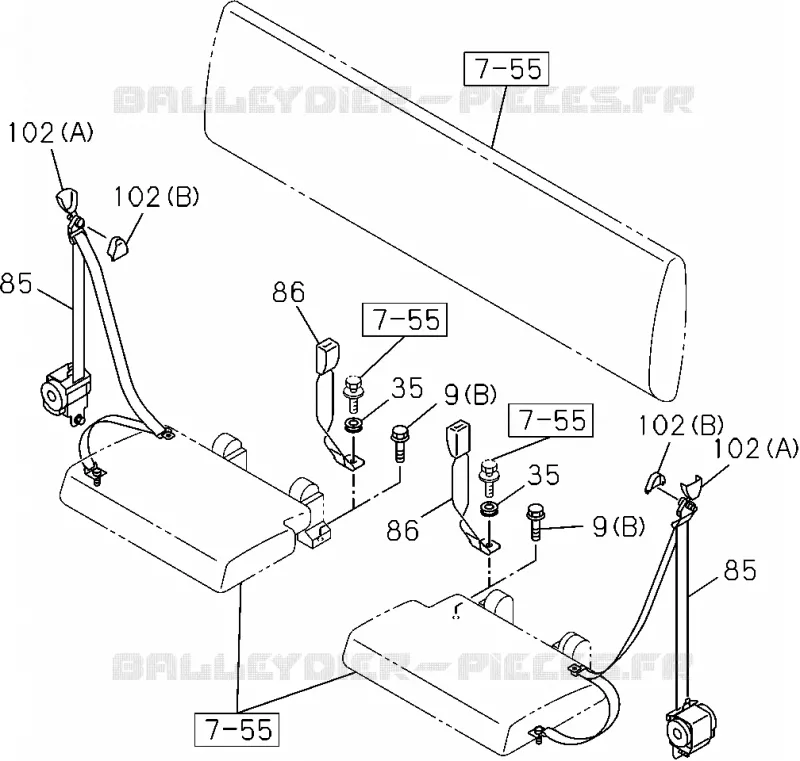 7-60 - Ceinture de sécurité<br />[760A]REAR SEAT;EXTEND CAB Isuzu PICK UP 2004-2011 DMAX SPACE CAB 4X2 LONG 3.0L 4JJ1-TCX (LS0)