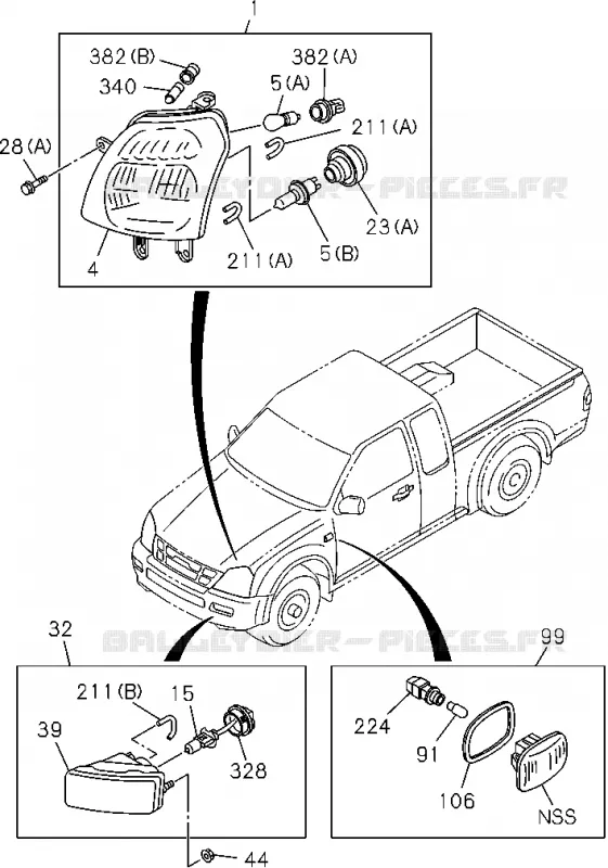 8-01 - Feu - Avant et latérale avant<br />[801A]-'06/9 EXC.CHEVROLET Isuzu PICK UP 2004-2011 DMAX AUTOMATIQUE AISIN RMD 3.0L 4JH1-TC (RDM)