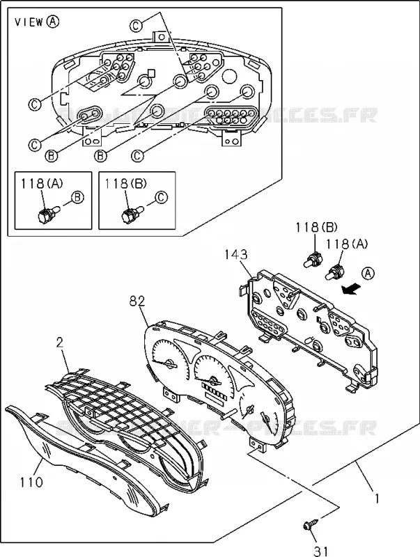 8-21 - Compteur des instruments<br />[821A]-'06/9 METER Isuzu PICK UP 2004-2011 DMAX SPACE CAB 4X2 LONG 3.0L 4JJ1-TCX (LS0)