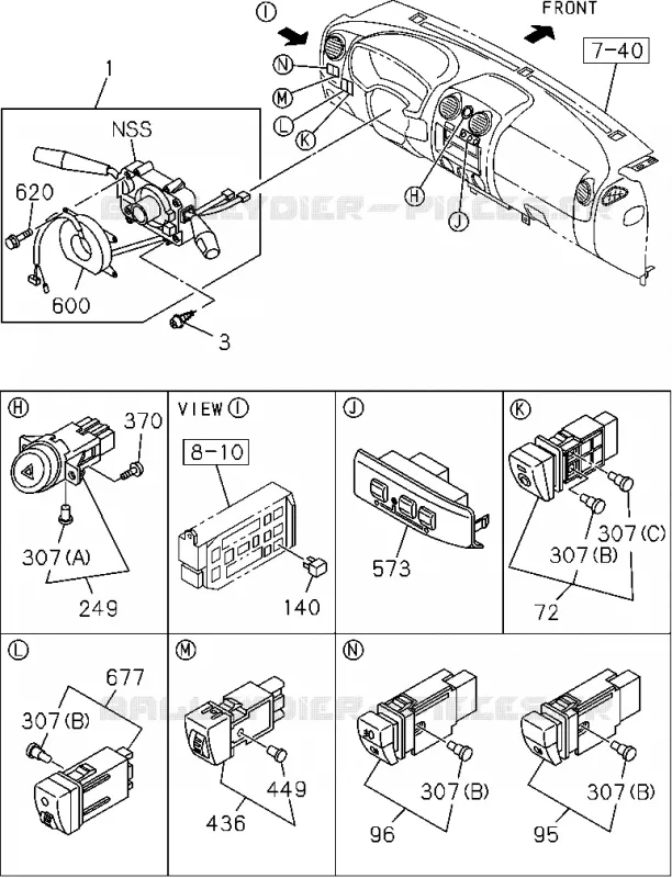 8-25 - Interrupteur et relais - Combiné de tableau de bord<br />[825A]NO.3 '06/10- Isuzu PICK UP 2004-2011 DMAX AUTOMATIQUE AISIN RMD 3.0L 4JH1-TC (RDM)
