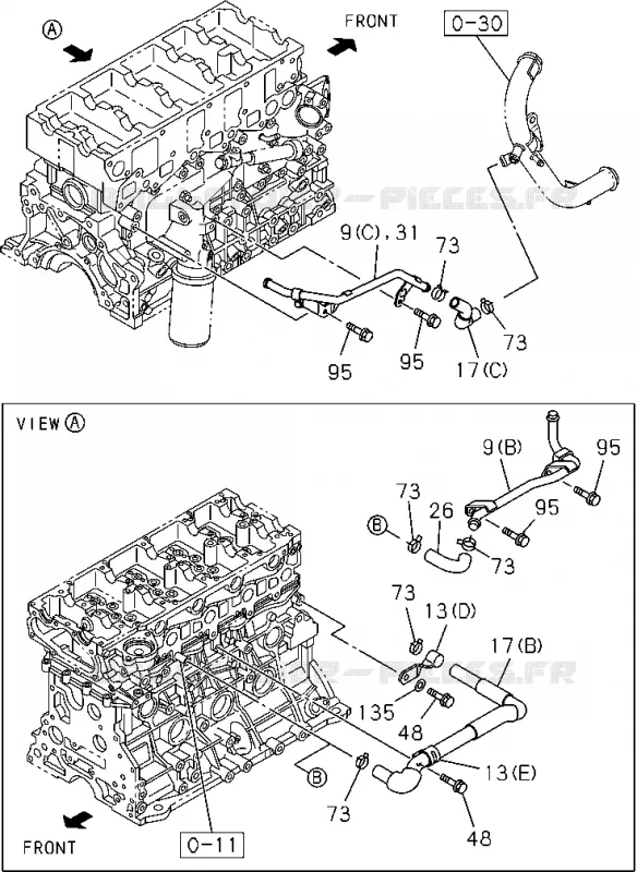 8-45 - Tuyauterie de chauffage<br />[845A]4JJ1(NO.1) Isuzu PICK UP 2004-2011 DMAX AUTOMATIQUE AISIN RMD 3.0L 4JH1-TC (RDM)
