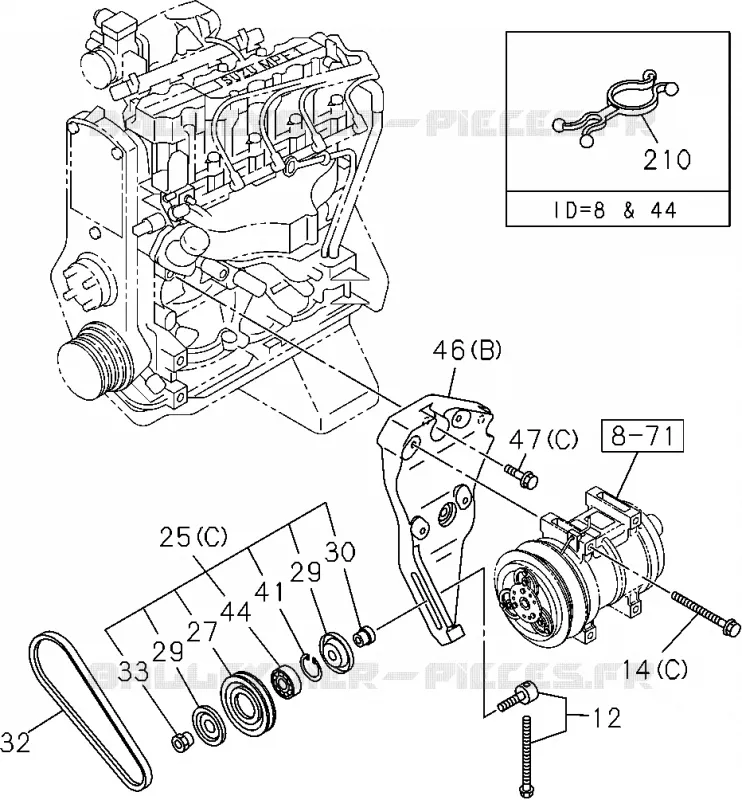 8-50 - Système de climatisation - Avant<br />[850A]C24SE Isuzu PICK UP 2004-2011 DMAX AUTOMATIQUE AISIN RMD 3.0L 4JH1-TC (RDM)