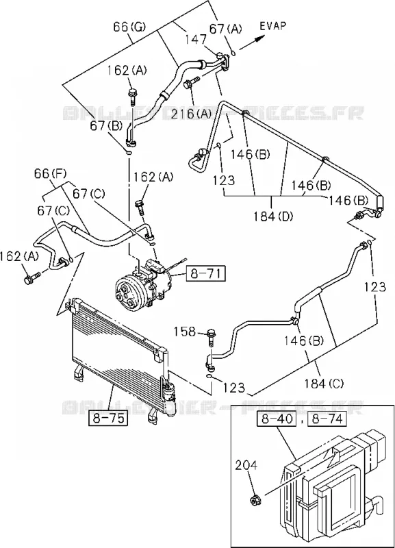 8-52 - Tuyauterie - Climatisation<br />[852A]4JA1-TC,4JH1-TC Isuzu PICK UP 2004-2011 DMAX AUTOMATIQUE AISIN RMD 3.0L 4JH1-TC (RDM)