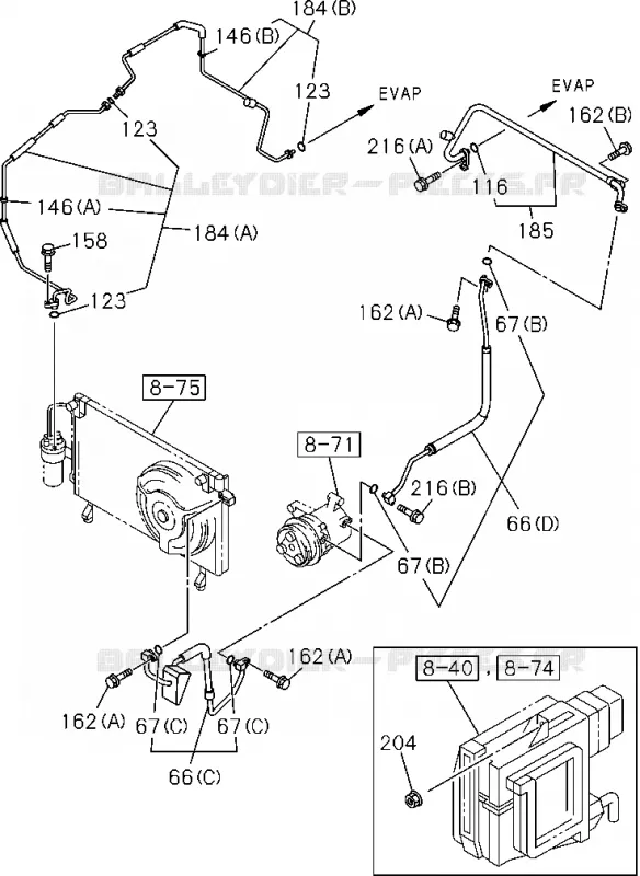 8-52 - Tuyauterie - Climatisation<br />[852A]6VE1 Isuzu PICK UP 2004-2011 DMAX AUTOMATIQUE AISIN RMD 3.0L 4JH1-TC (RDM)