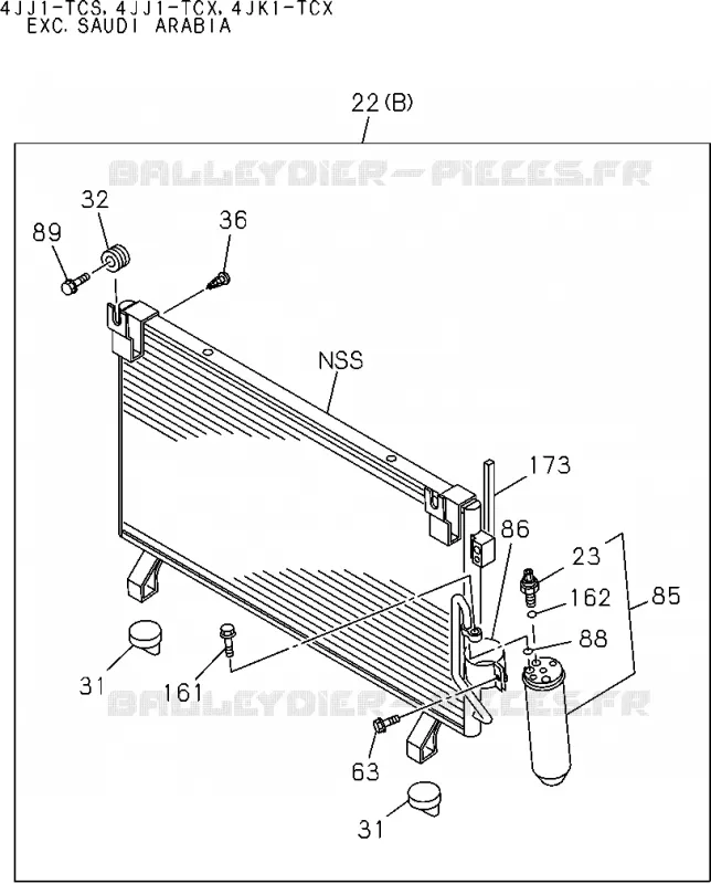 8-75 - Condenseur<br />[875A]NO.2 Isuzu PICK UP 2004-2011 DMAX AUTOMATIQUE AISIN RMD 3.0L 4JH1-TC (RDM)