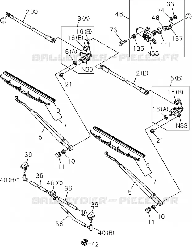 8-80 - Essuie-glace et lave-glace de pare-brise<br />[880A]'06/10- WIPER Isuzu PICK UP 2004-2011 DMAX AUTOMATIQUE AISIN RMD 3.0L 4JH1-TC (RDM)