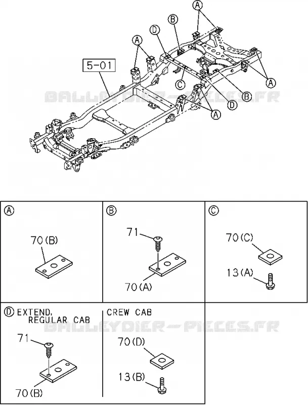 9-30 - Ensemble carrosserie arrière et support<br />[930A]EXC.REAR BODY FLAT BED Isuzu PICK UP 2004-2011 DMAX AUTOMATIQUE AISIN RMD 3.0L 4JH1-TC (RDM)