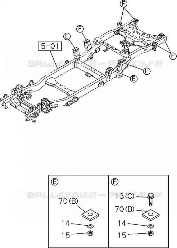 9-30 - Ensemble carrosserie arrière et support<br />[930A]REAR BODY FLAT BED Isuzu PICK UP 2004-2011 DMAX AUTOMATIQUE AISIN RMD 3.0L 4JH1-TC (RDM)