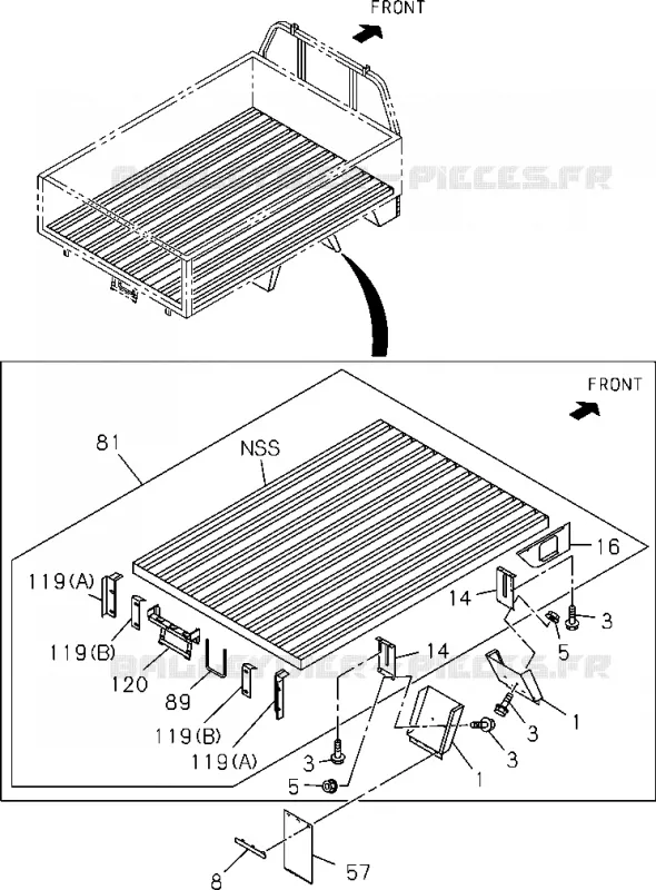 9-31 - Carrosserie arrière - Plancher et garde-boue<br />[931A]REAR BODY FLAT BED Isuzu PICK UP 2004-2011 DMAX AUTOMATIQUE AISIN RMD 3.0L 4JH1-TC (RDM)