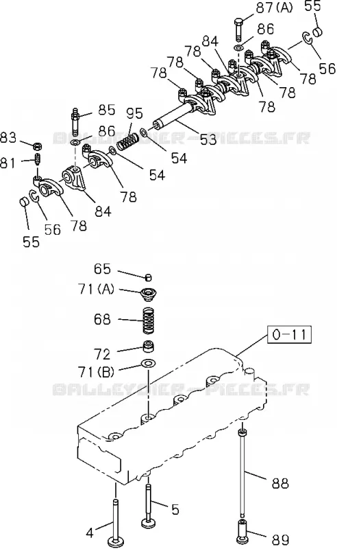 0-14 - Arbre à cames et soupapes<br />[014A]ROCKER ARM AND VALVE;4JA1-TC,4JH1-TC Isuzu PICK UP 2004-2011 DMAX SPACE CAB 4X2 LONG 3.0L 4JJ1-TCX (LS0)