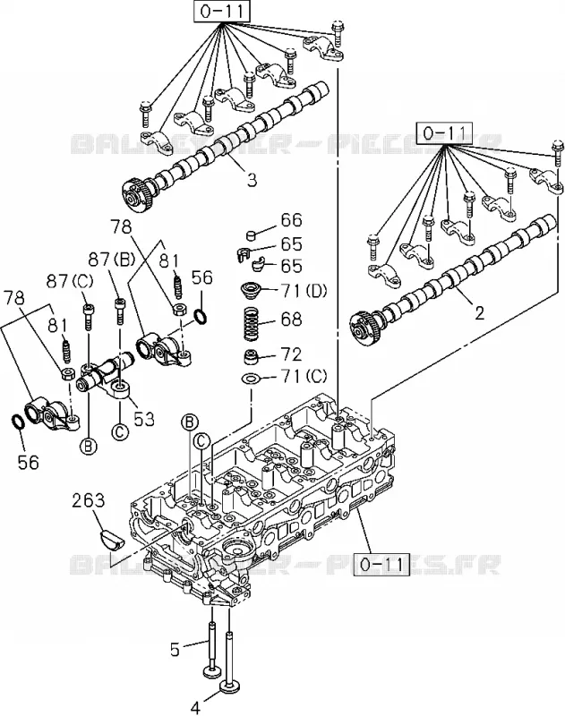 0-14 - Arbre à cames et soupapes<br />[014A]ROCKER ARM AND VALVE;4JJ1-TCX,4JK1-TCX Isuzu PICK UP 2004-2011 DMAX SPACE CAB 4X2 LONG 3.0L 4JJ1-TCX (LS0)