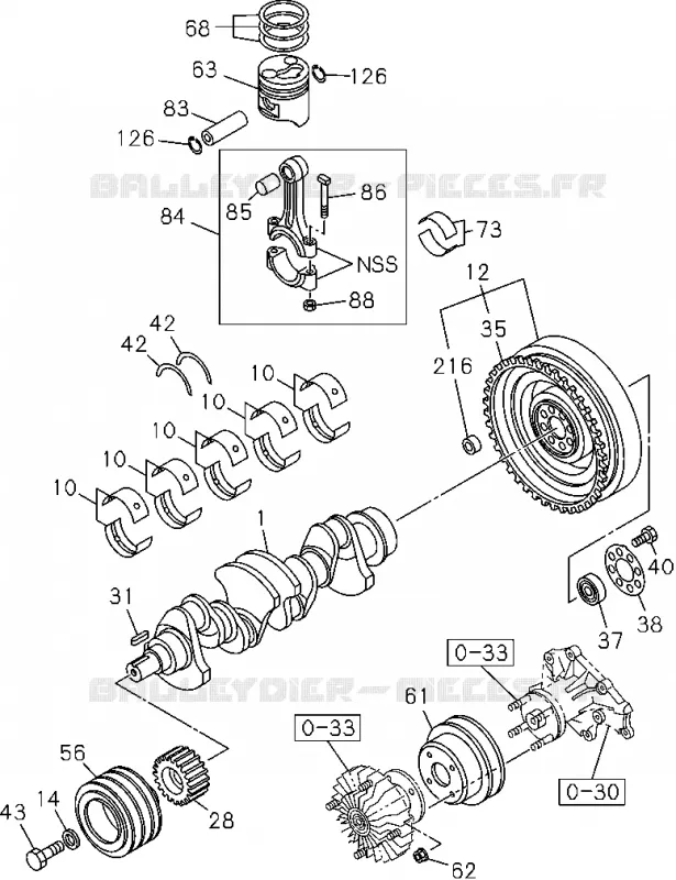 0-15 - Vilebrequin, piston et volant moteur<br />[015A]4JA1-TC Isuzu PICK UP 2004-2011 DMAX SPACE CAB 4X2 LONG 3.0L 4JJ1-TCX (LS0)
