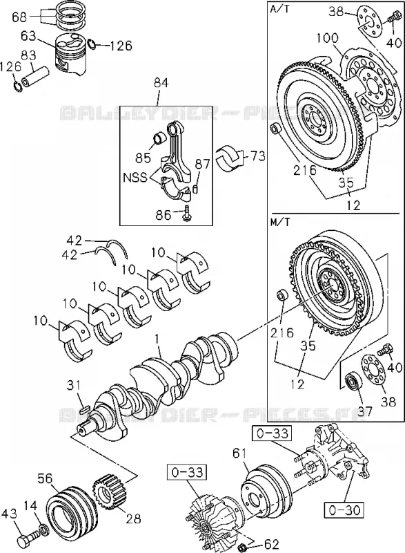 0-15 - Vilebrequin, piston et volant moteur<br />[015A]4JH1-TC Isuzu PICK UP 2004-2011 DMAX SPACE CAB 4X2 LONG 3.0L 4JJ1-TCX (LS0)