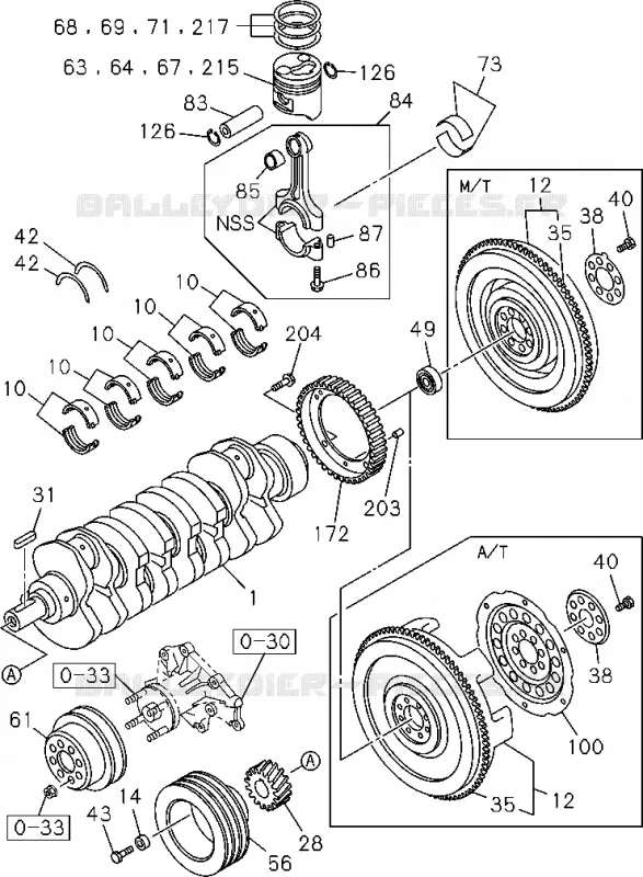 0-15 - Vilebrequin, piston et volant moteur<br />[015A]4JJ1-TCX,4JK1-TCX Isuzu PICK UP 2004-2011 DMAX SPACE CAB 4X2 LONG 3.0L 4JJ1-TCX (LS0)
