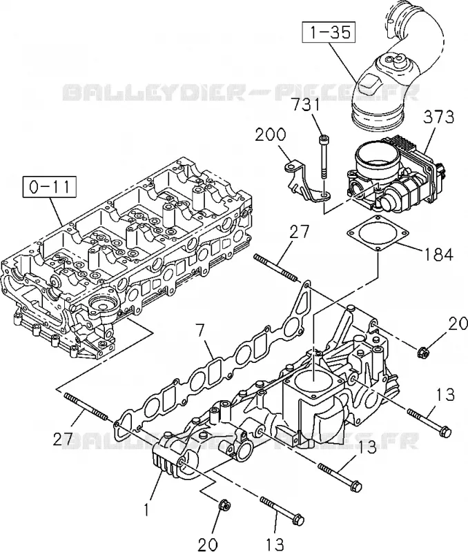 0-25 - Collecteur d’admission<br />[025A]4JJ1-TCX,4JK1-TCX Isuzu PICK UP 2004-2011 DMAX SPACE CAB 4X2 LONG 3.0L 4JJ1-TCX (LS0)