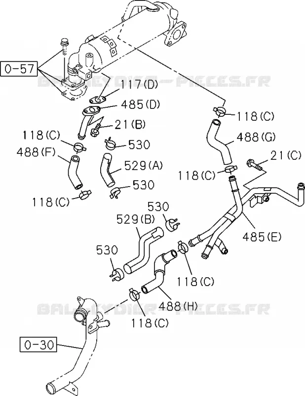 0-36 - SYSTEME Turbocompresseur<br />[036A]EGR SIDE;4JJ1-TCX,4JK1-TCX Isuzu PICK UP 2004-2011 DMAX SPACE CAB 4X2 LONG 3.0L 4JJ1-TCX (LS0)