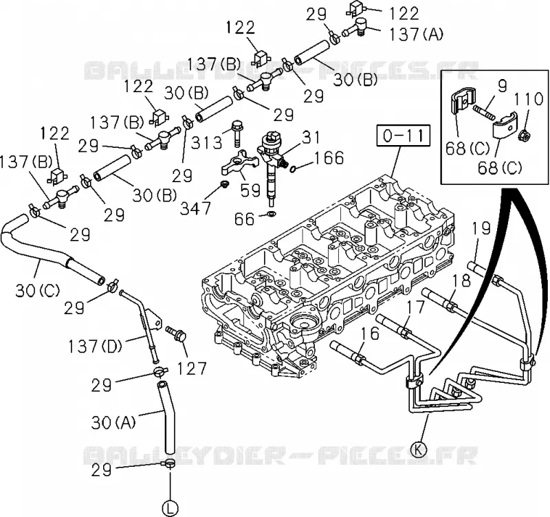 0-40 - Système injection carburant<br />[040A]4JJ1-TCX,4JK1-TCX(NO.1) Isuzu PICK UP 2004-2011 DMAX SPACE CAB 4X2 LONG 3.0L 4JJ1-TCX (LS0)