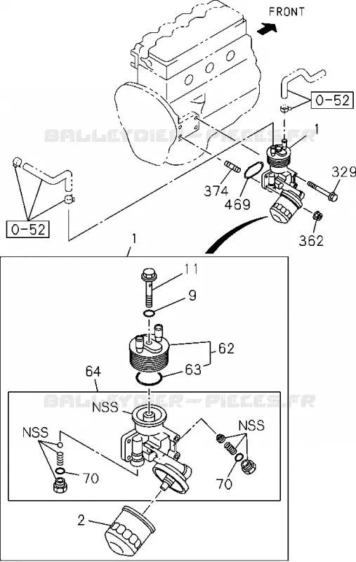 0-50 - Refroidisseur d’huile et filtre à huile<br />[050A]4JA1-TC,4JH1-TC Isuzu PICK UP 2004-2011 DMAX SPACE CAB 4X2 LONG 3.0L 4JJ1-TCX (LS0)